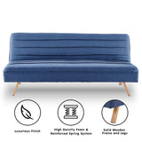 Sarantino 3 Seater Modular Linen Fabric Sofa Bed Couch - Dark Blue - Front View