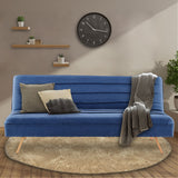 Sarantino 3 Seater Modular Linen Fabric Sofa Bed Couch - Dark Blue