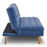 Sarantino 3 Seater Modular Linen Fabric Sofa Bed Couch - Dark Blue - Top-Down View
