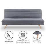 Sarantino 3 Seater Modular Linen Fabric Sofa Bed Couch - Dark Grey - Front View