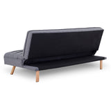 Sarantino 3 Seater Modular Linen Fabric Sofa Bed Couch - Dark Grey - Close-Up Angle
