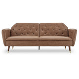 Sarantino Faux Velvet Tufted Sofa Bed Couch Futon - Brown