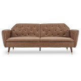 Sarantino Faux Velvet Tufted Sofa Bed Couch Futon - Brown - Extra Image