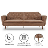 Sarantino Faux Velvet Tufted Sofa Bed Couch Futon - Brown - Extra Image