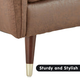 Sarantino Faux Velvet Tufted Sofa Bed Couch Futon - Brown - Extra Image