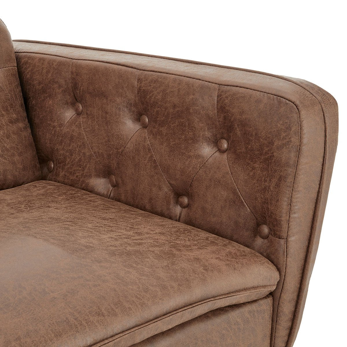 Sarantino Faux Velvet Tufted Sofa Bed Couch Futon - Brown