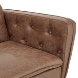 Sarantino Faux Velvet Tufted Sofa Bed Couch Futon - Brown - Extra Image