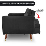 Sarantino Faux Velvet Tufted Sofa Bed Couch Futon - Black - Extra Image