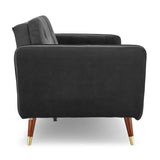 Sarantino Faux Velvet Tufted Sofa Bed Couch Futon - Black - Extra Image