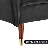 Sarantino Faux Velvet Tufted Sofa Bed Couch Futon - Black - Extra Image