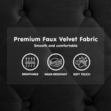 Sarantino Faux Velvet Tufted Sofa Bed Couch Futon - Black - Extra Image