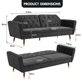 Sarantino Faux Velvet Tufted Sofa Bed Couch Futon - Black - Extra Image