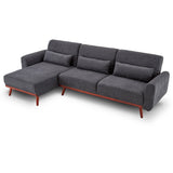 Sarantino Faux Velvet Sofa Bed Couch Lounge Chaise Cushions Dark Grey - Extra Image