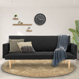 Sarantino 3-Seater Faux Linen Sofa Bed Couch - Black - Extra Image