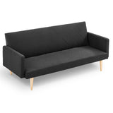 Sarantino 3-Seater Faux Linen Sofa Bed Couch - Black
