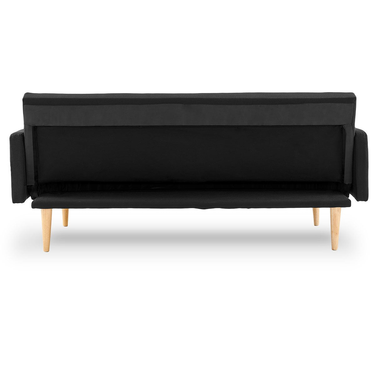 Sarantino 3-Seater Faux Linen Sofa Bed Couch - Black