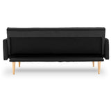 Sarantino 3-Seater Faux Linen Sofa Bed Couch - Black - Rear View