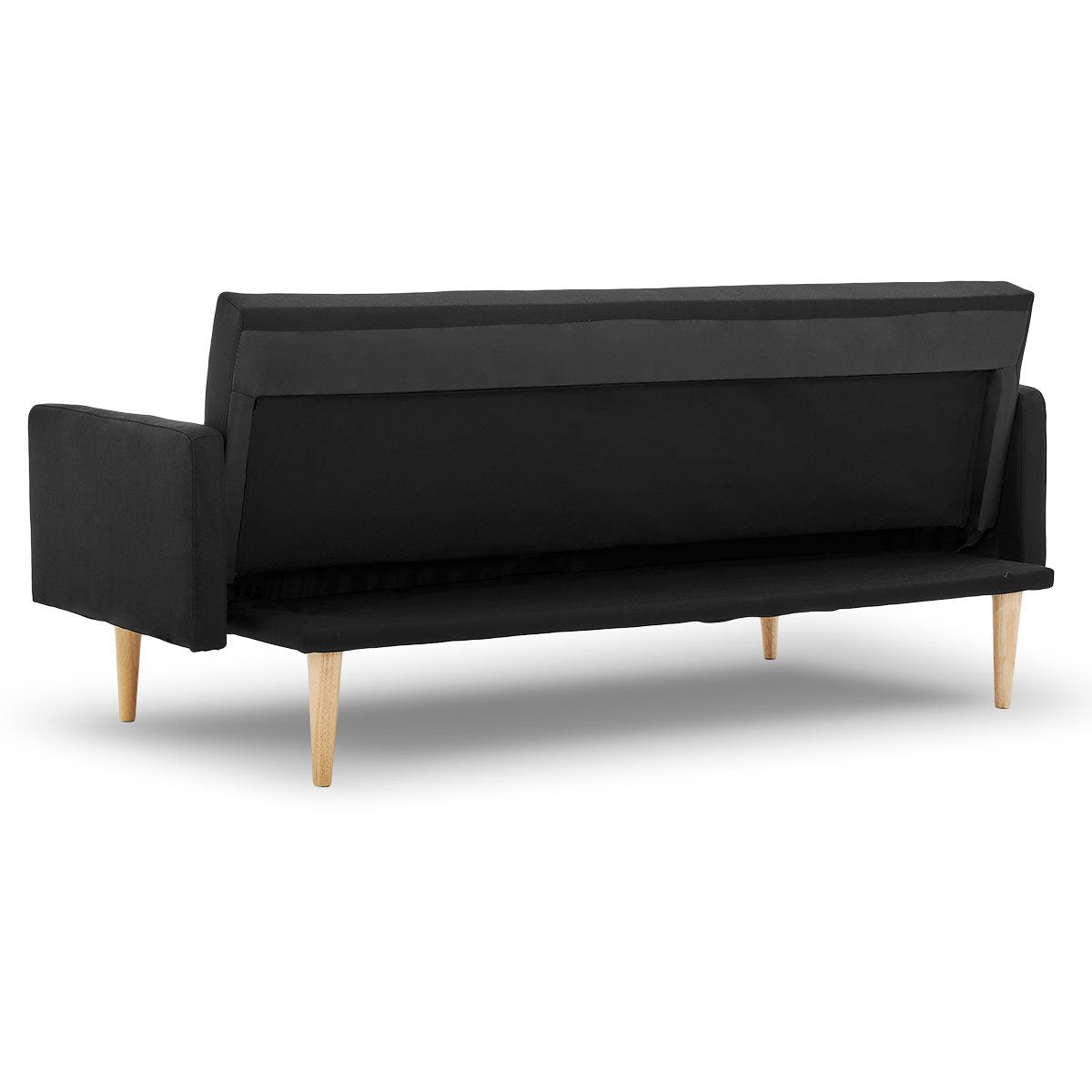 Sarantino 3-Seater Faux Linen Sofa Bed Couch - Black