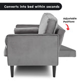 Sarantino Faux Velvet Sofa Bed Couch Furniture Lounge Suite Seat Grey - Extra Image