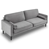 Sarantino Faux Velvet Sofa Bed Couch Furniture Lounge Suite Seat Grey - Extra Image