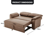 Sarantino Distressed Faux Leather Sofa Bed Couch Lounge - Brown - Extra Image