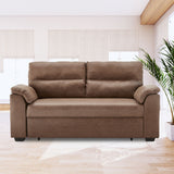 Sarantino Distressed Faux Leather Sofa Bed Couch Lounge - Brown - Front View