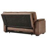 Sarantino Distressed Faux Leather Sofa Bed Couch Lounge - Brown - 45-Degree Angle
