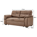Sarantino Distressed Faux Leather Sofa Bed Couch Lounge - Brown - Close-Up Angle