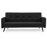 Sarantino Tufted Faux Linen 3-Seater Sofa Bed with Armrests - Black - Extra Image