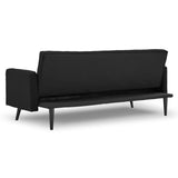 Sarantino Tufted Faux Linen 3-Seater Sofa Bed with Armrests - Black - Extra Image