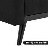 Sarantino Tufted Faux Linen 3-Seater Sofa Bed with Armrests - Black - Extra Image