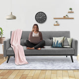 Sarantino Tufted Faux Linen 3-Seater Sofa Bed with Armrests - Light Grey - Extra Image