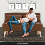 Sarantino 2-Seater Adjustable Sofa Bed Lounge Faux Linen - Brown - Extra Image