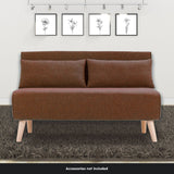 Sarantino 2-Seater Adjustable Sofa Bed Lounge Faux Linen - Brown - Extra Image