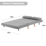 Sarantino 2-Seater Adjustable Sofa Bed Lounge Faux Linen - Grey - Extra Image