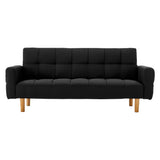 Sarantino 3-Seater Fabric Sofa Bed Futon - Black