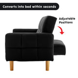 Sarantino 3-Seater Fabric Sofa Bed Futon - Black - Top-Down View