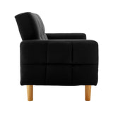 Sarantino 3-Seater Fabric Sofa Bed Futon - Black - 45-Degree Angle