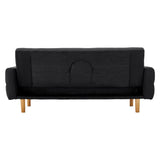 Sarantino 3-Seater Fabric Sofa Bed Futon - Black - Rear View