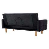 Sarantino 3-Seater Fabric Sofa Bed Futon - Black - Close-Up Angle