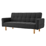 Sarantino 3-Seater Fabric Sofa Bed Futon - Black - Low Angle