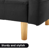 Sarantino 3-Seater Fabric Sofa Bed Futon - Black - Extra Image