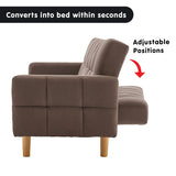 Sarantino 3-Seater Fabric Sofa Bed Futon - Brown - Extra Image