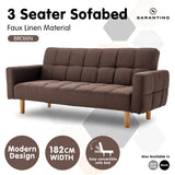 Sarantino 3-Seater Fabric Sofa Bed Futon - Brown - Extra Image
