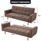 Sarantino 3-Seater Fabric Sofa Bed Futon - Brown - Extra Image