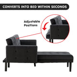 Sarantino 3-Seater Corner Wooden Sofa Bed Lounge Chaise Sofa Black - Top-Down View