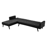 Sarantino 3-Seater Corner Wooden Sofa Bed Lounge Chaise Sofa Black - 45-Degree Angle