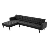 Sarantino 3-Seater Corner Wooden Sofa Bed Lounge Chaise Sofa Black - Rear View