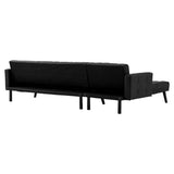 Sarantino 3-Seater Corner Wooden Sofa Bed Lounge Chaise Sofa Black - Close-Up Angle