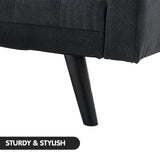 Sarantino 3-Seater Corner Wooden Sofa Bed Lounge Chaise Sofa Black - Extra Image